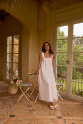 Lily 100% Linen Maxi Dress White