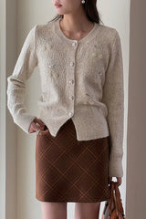 Embroidered 3D Cherry Knit Christmas Cardigan