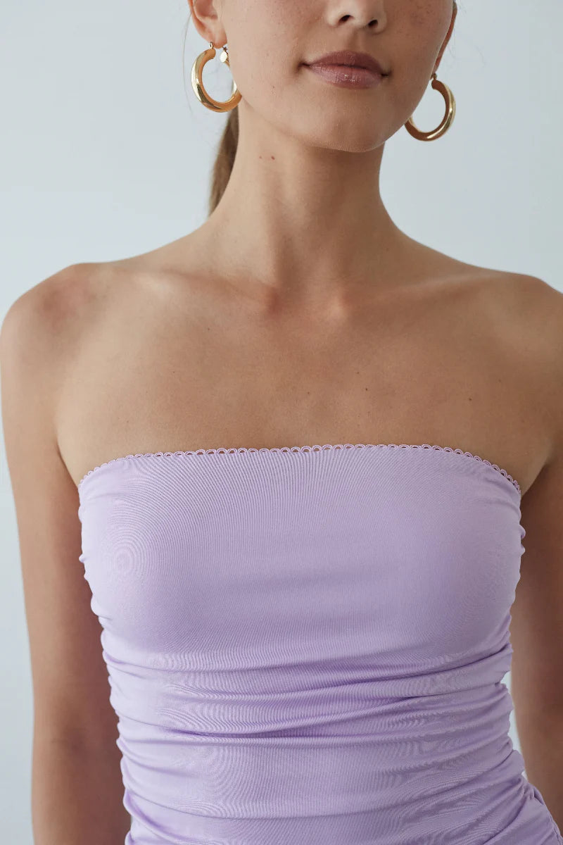 Alora Strapless Ruched Mini Dress