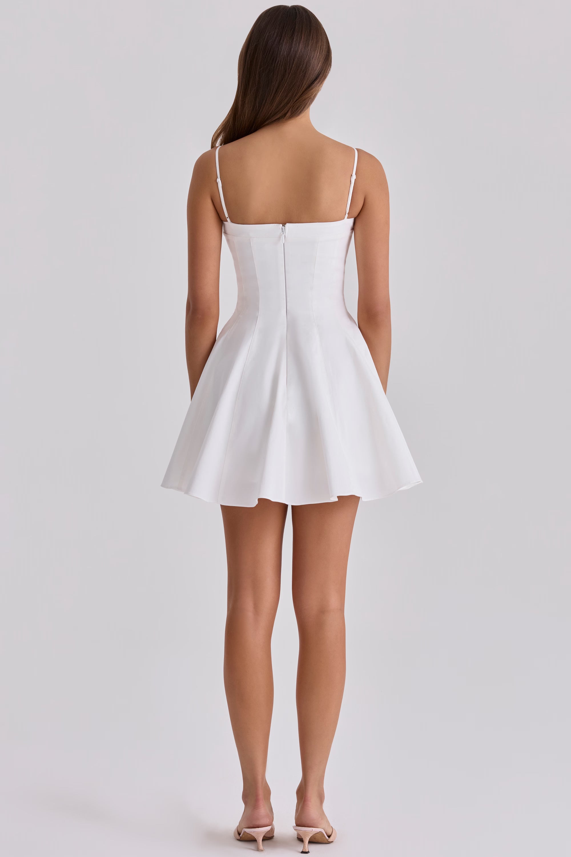 white cotton flared mini sundress