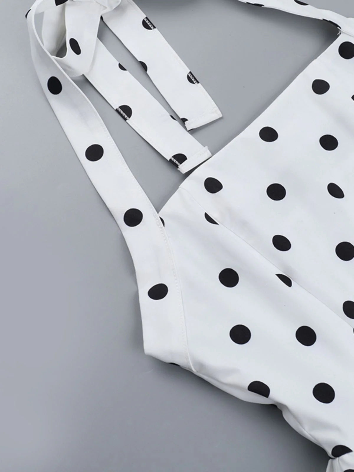 White 1960s Polka Dots Halter Tutu Dress
